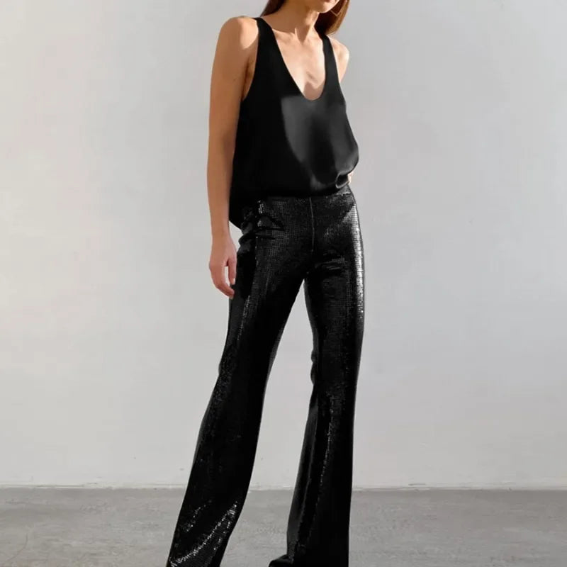 Deep Drape Satin Tank Effortless Elegance Top
