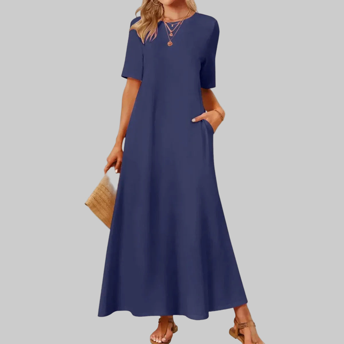 Short Sleeve Swing Maxi Dress