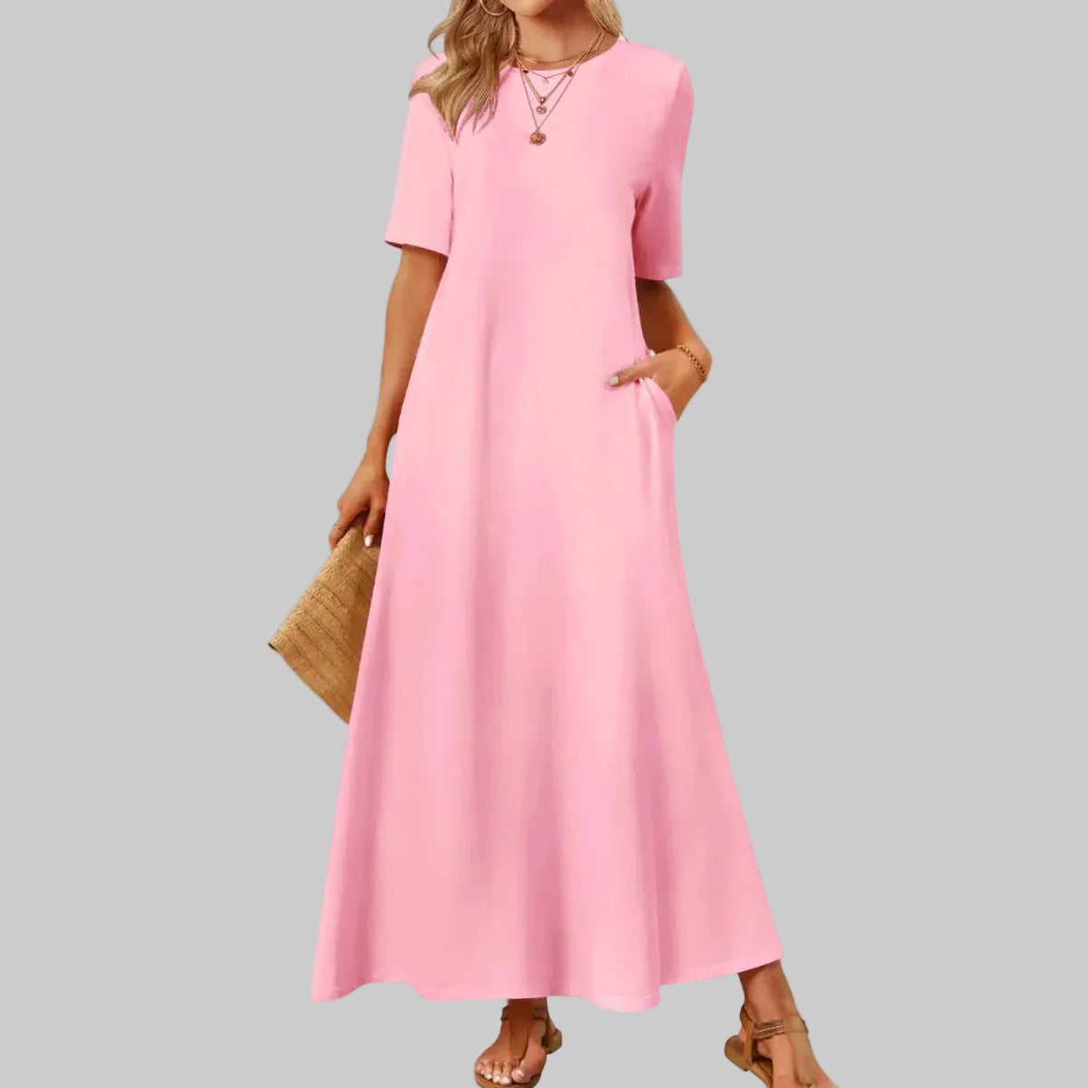 Short Sleeve Swing Maxi Dress