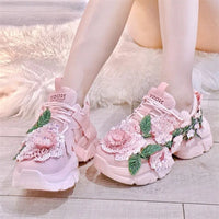 Pink Applique Platform Sports Shoes