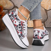 Floral Print Lace Up Platform Sneakers