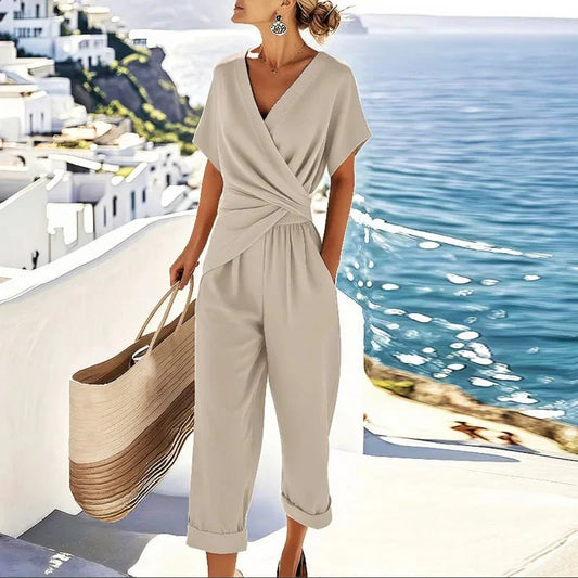 Wrap Top And Tailored Pants Set