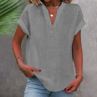 Breathable Linen V Neck Top