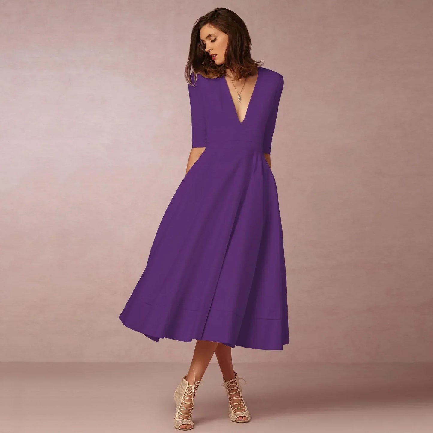 Elegant Midi Dress Womens