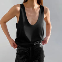 Deep Drape Satin Tank Effortless Elegance Top