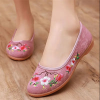 Floral Embroidered Canvas Flats