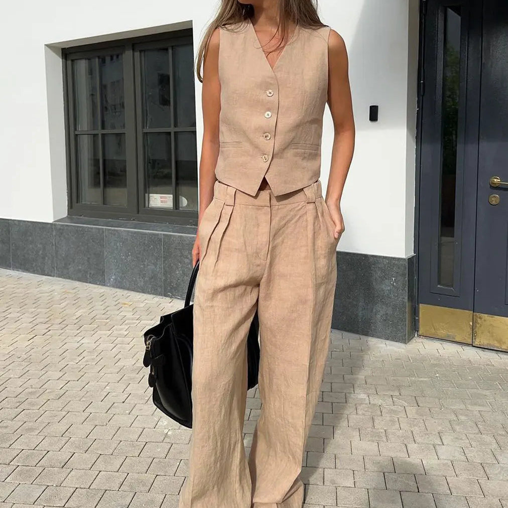 Chic Linen Trouser Set