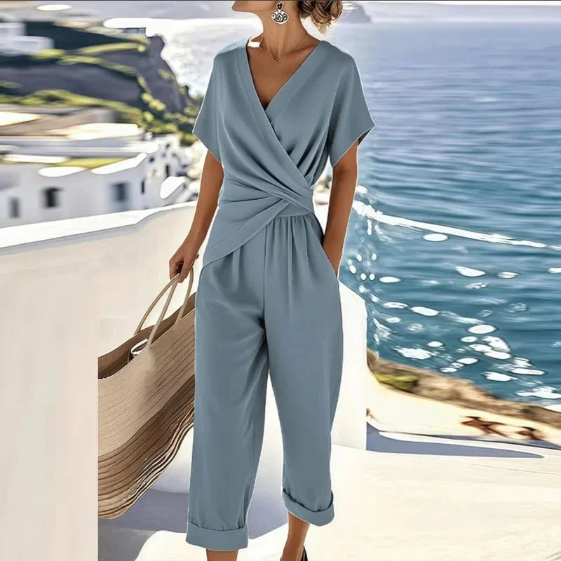 Wrap Top And Tailored Pants Set