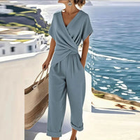 Wrap Top And Tailored Pants Set