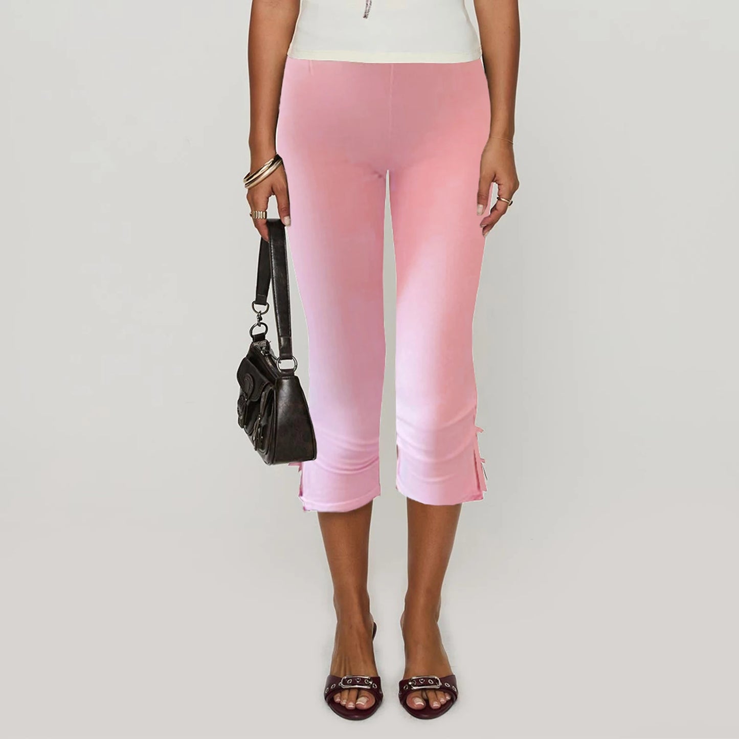 Bow Detail Stretch Capri Pants