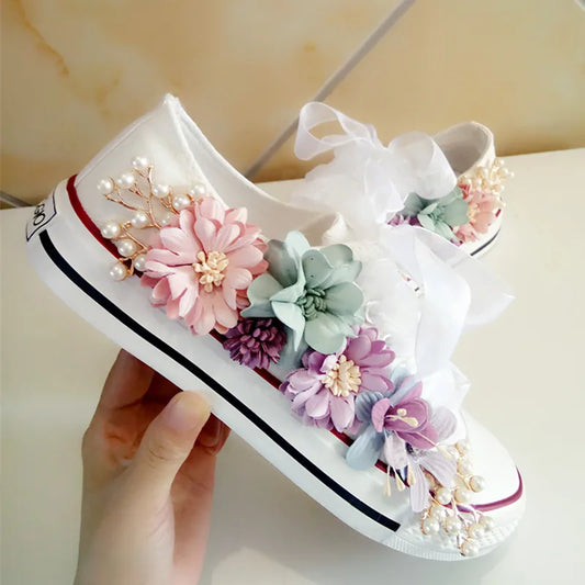 Embellished Platform Canvas Sneakers