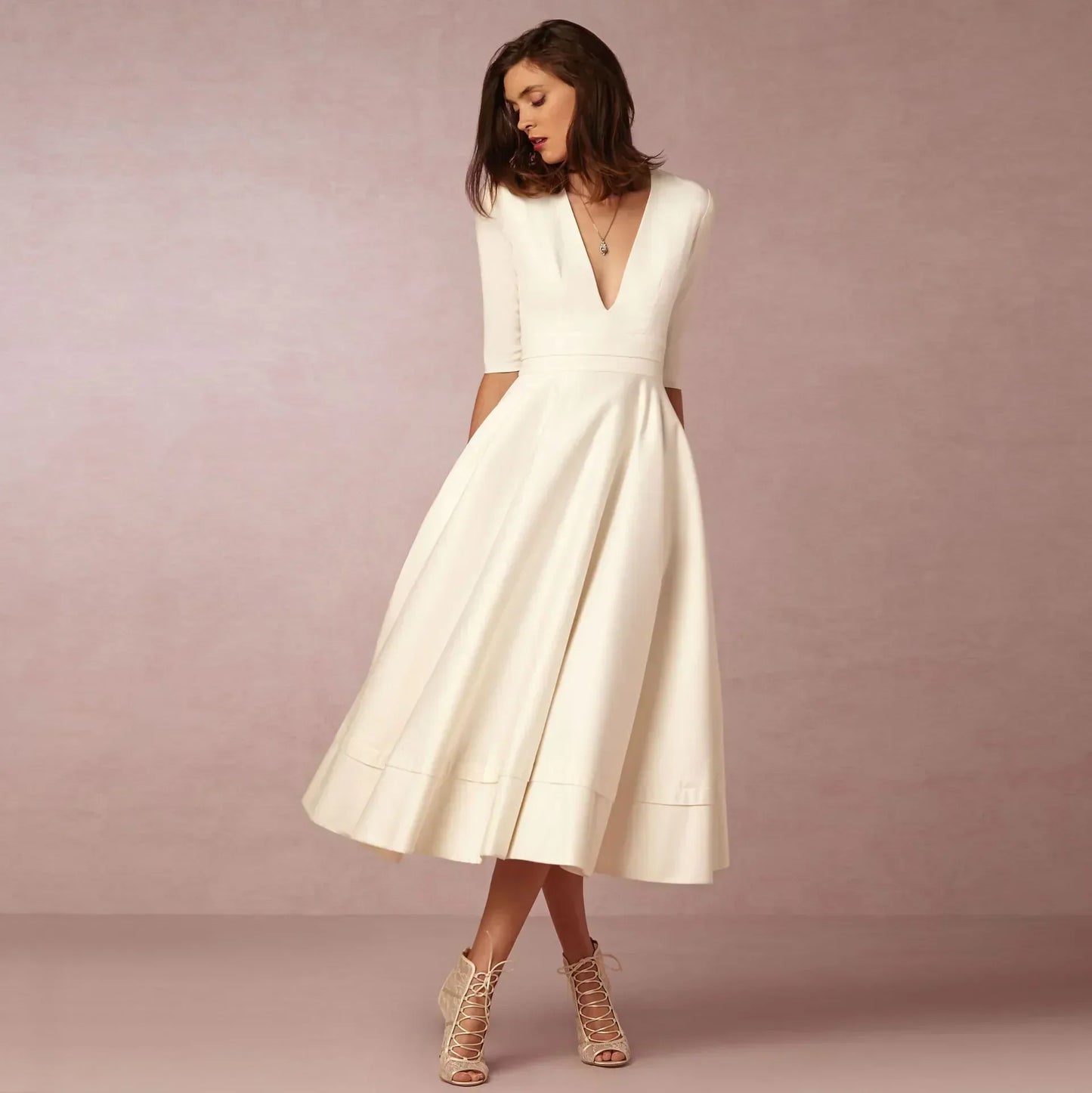 Elegant Midi Dress Womens