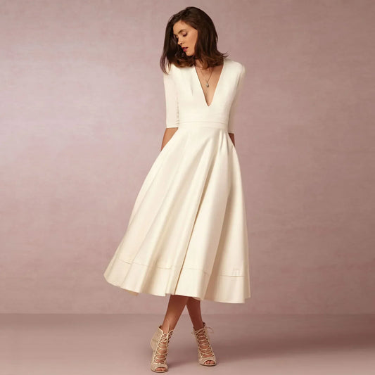 Elegant Midi Dress Womens