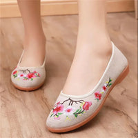 Floral Embroidered Canvas Flats