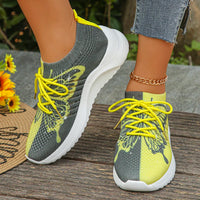 Floral Print Knit Platform Sneakers