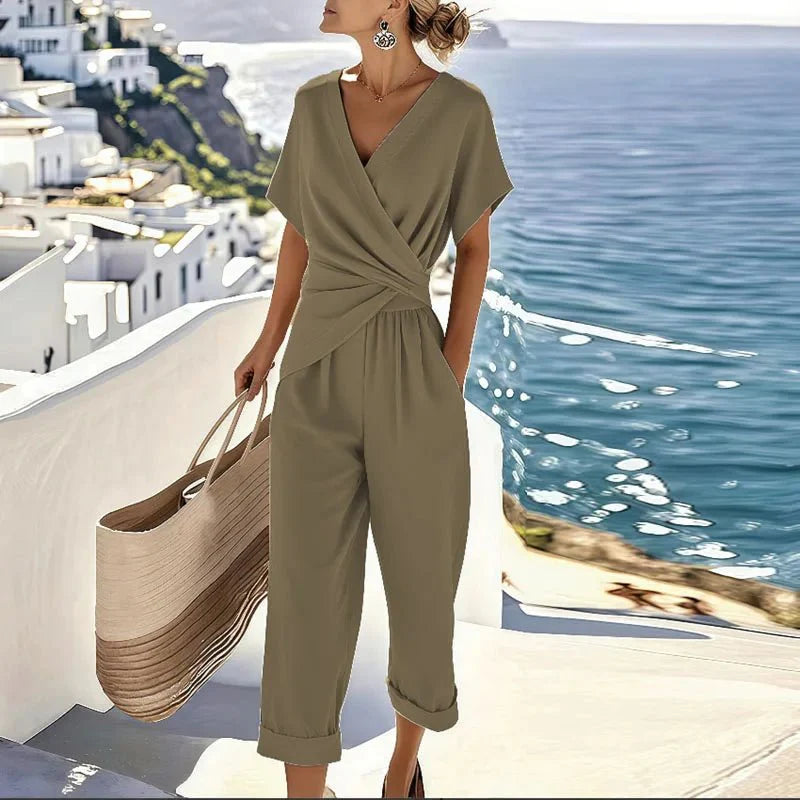 Wrap Top And Tailored Pants Set