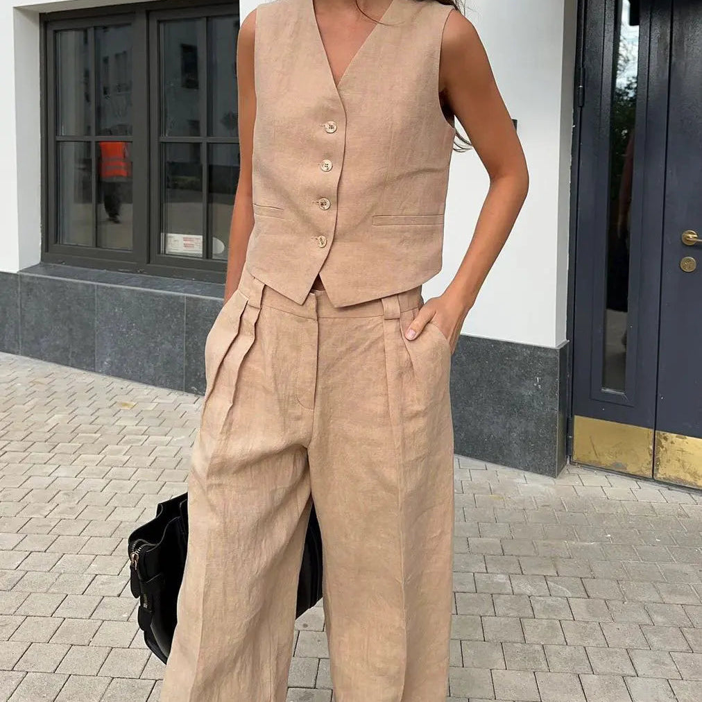 Chic Linen Trouser Set