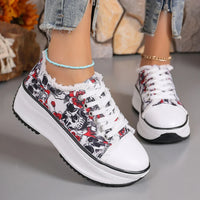 Floral Print Lace Up Platform Sneakers