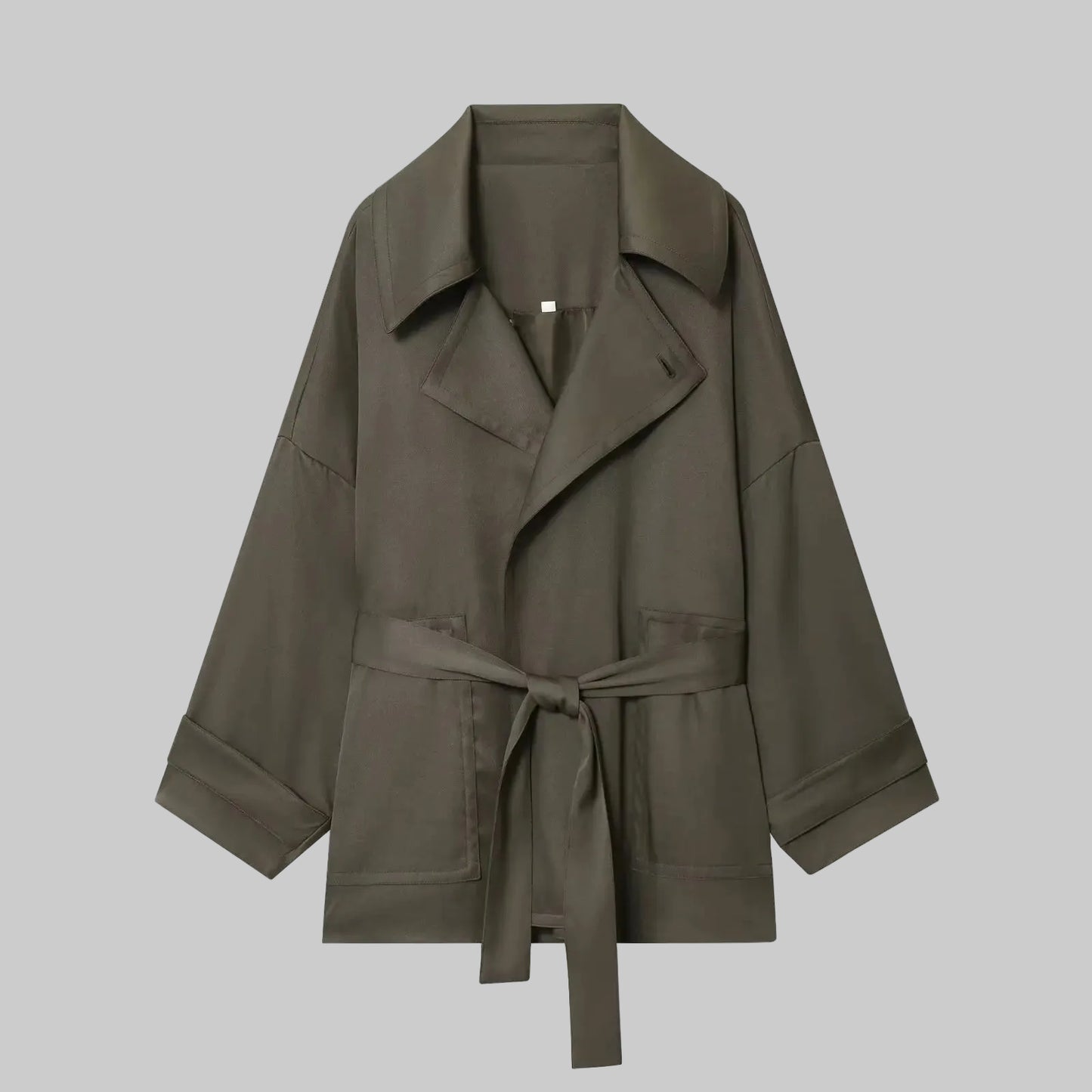 Belted Jacket And Wide Leg Pants Set
