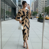 Abstract Twist Waist Midi Dress