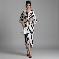 Abstract Twist Waist Midi Dress