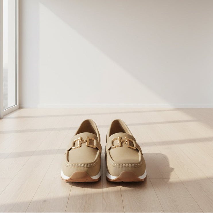 Leather Chain Detail Loafers