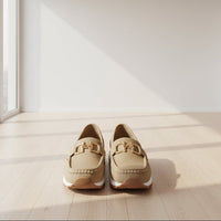 Leather Chain Detail Loafers