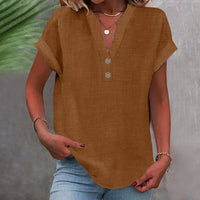 Breathable Linen V Neck Top