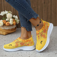 Floral Knit Slip On Walking Shoes