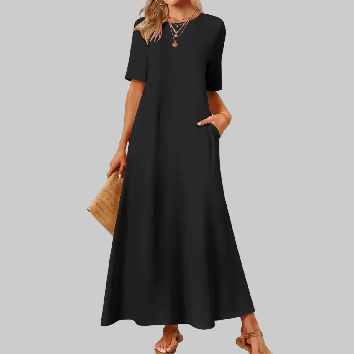 Short Sleeve Swing Maxi Dress