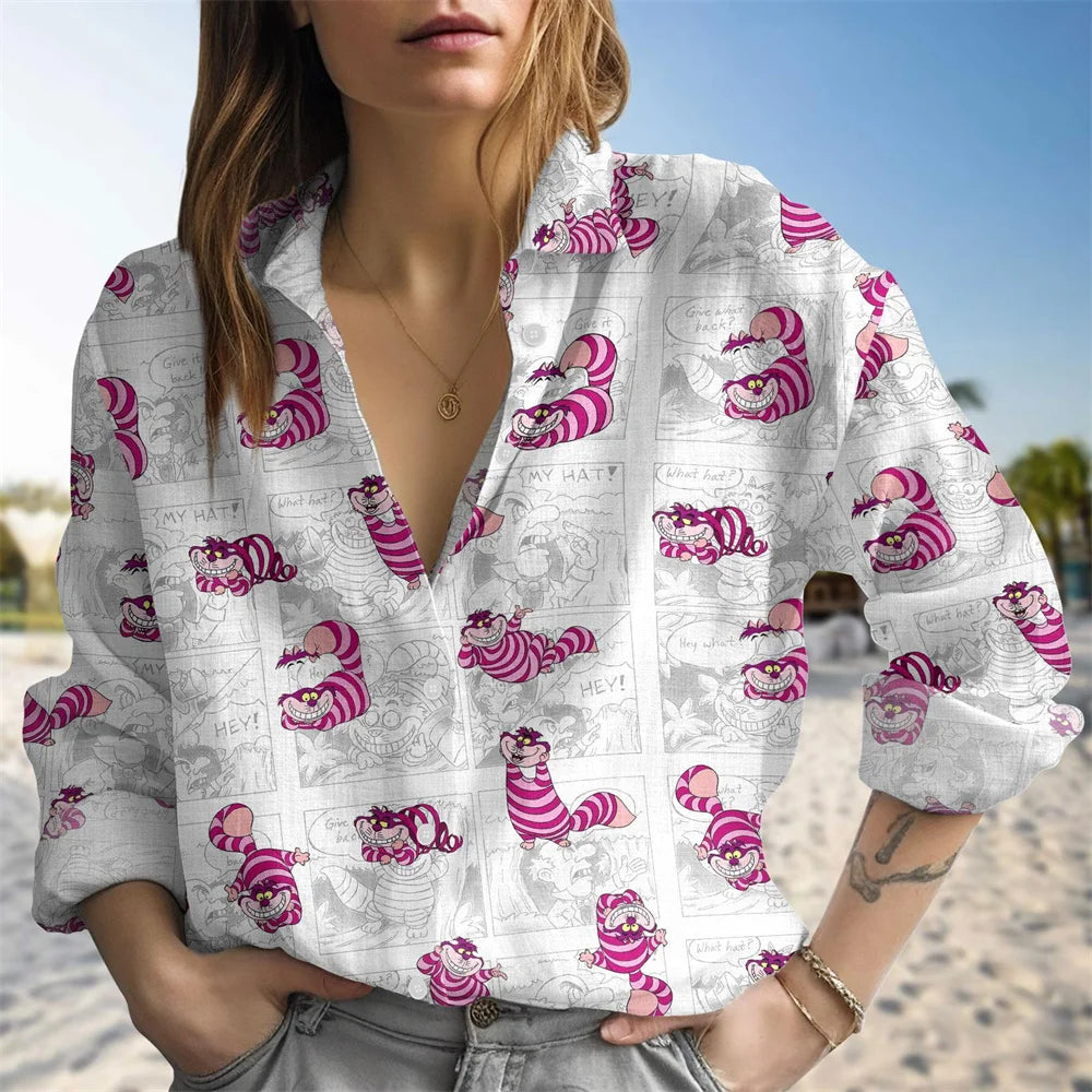 Women Alice In Wonderland Blouse Fantasy Graphic Casual Top