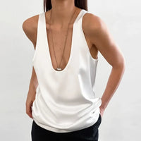 Deep Drape Satin Tank Effortless Elegance Top