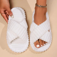 Corduroy Cross Band Home Slippers