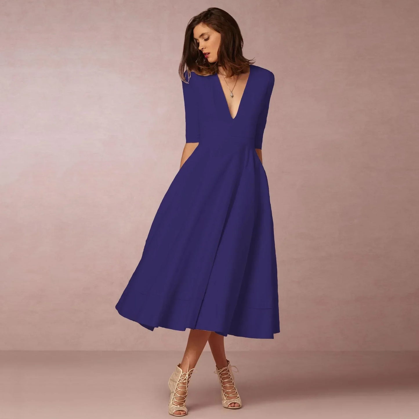 Elegant Midi Dress Womens
