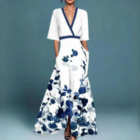 Floral V Neck Maxi Dress