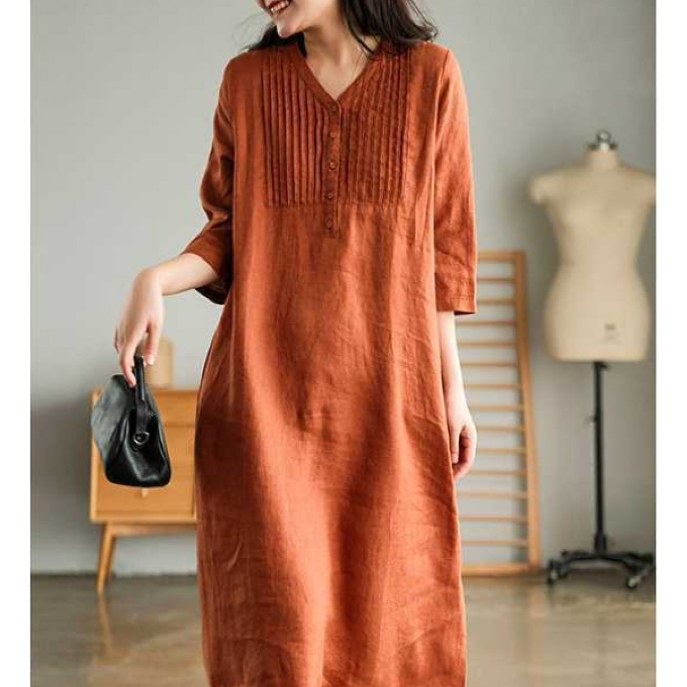 Elegant Linen Long Dress