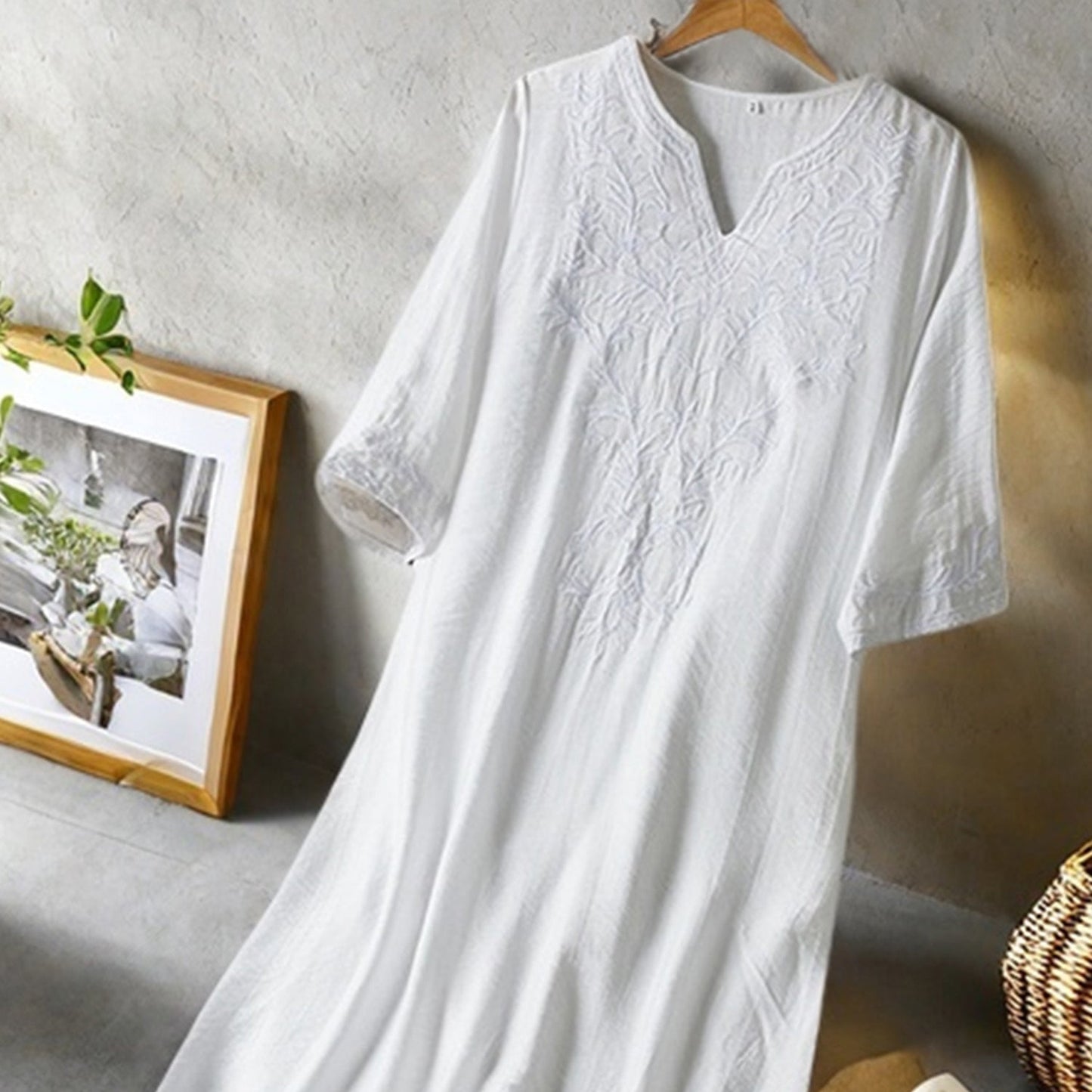 Elegant Linen Midi Dress