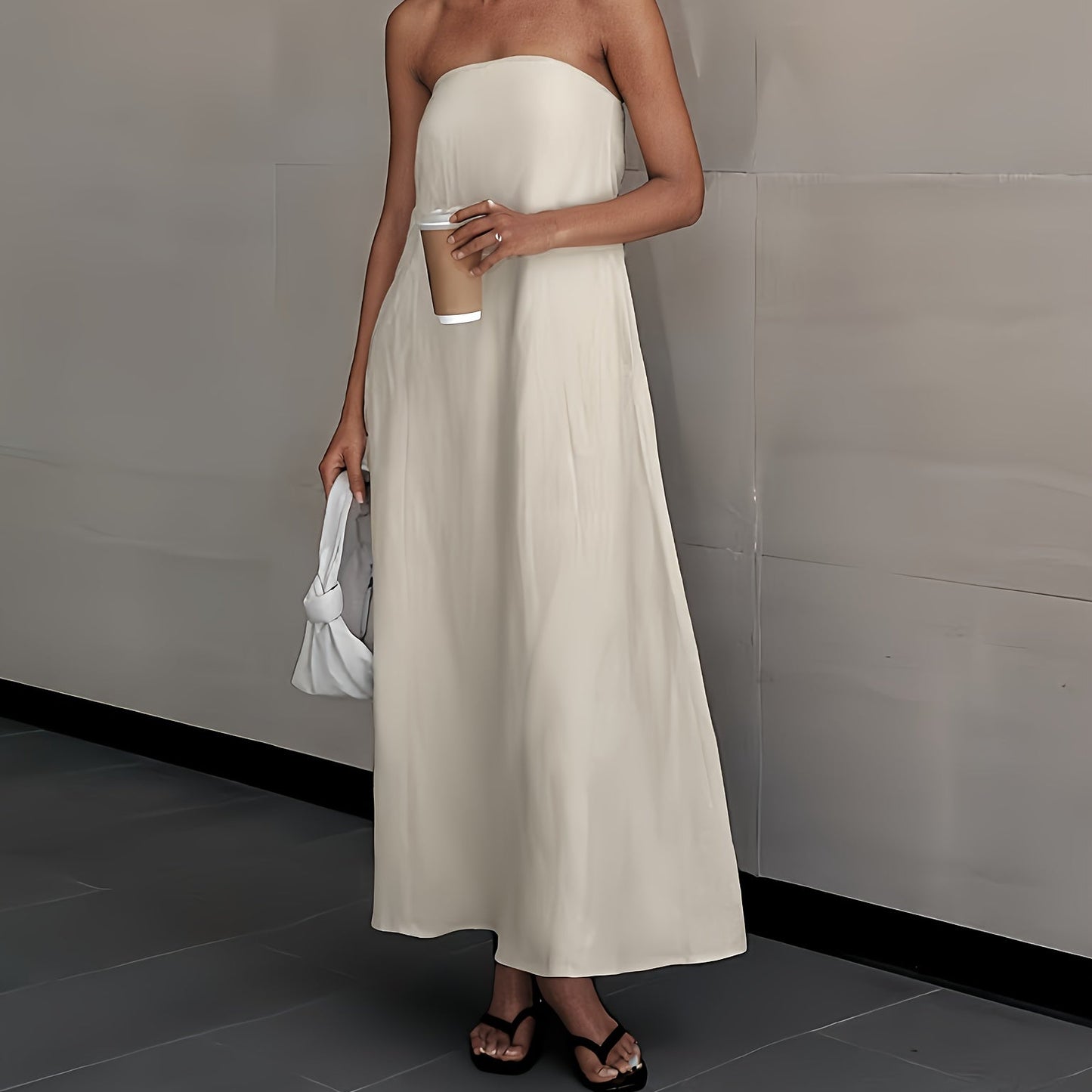 Elegant Linen Strapless Dress