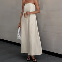 Elegant Linen Strapless Dress
