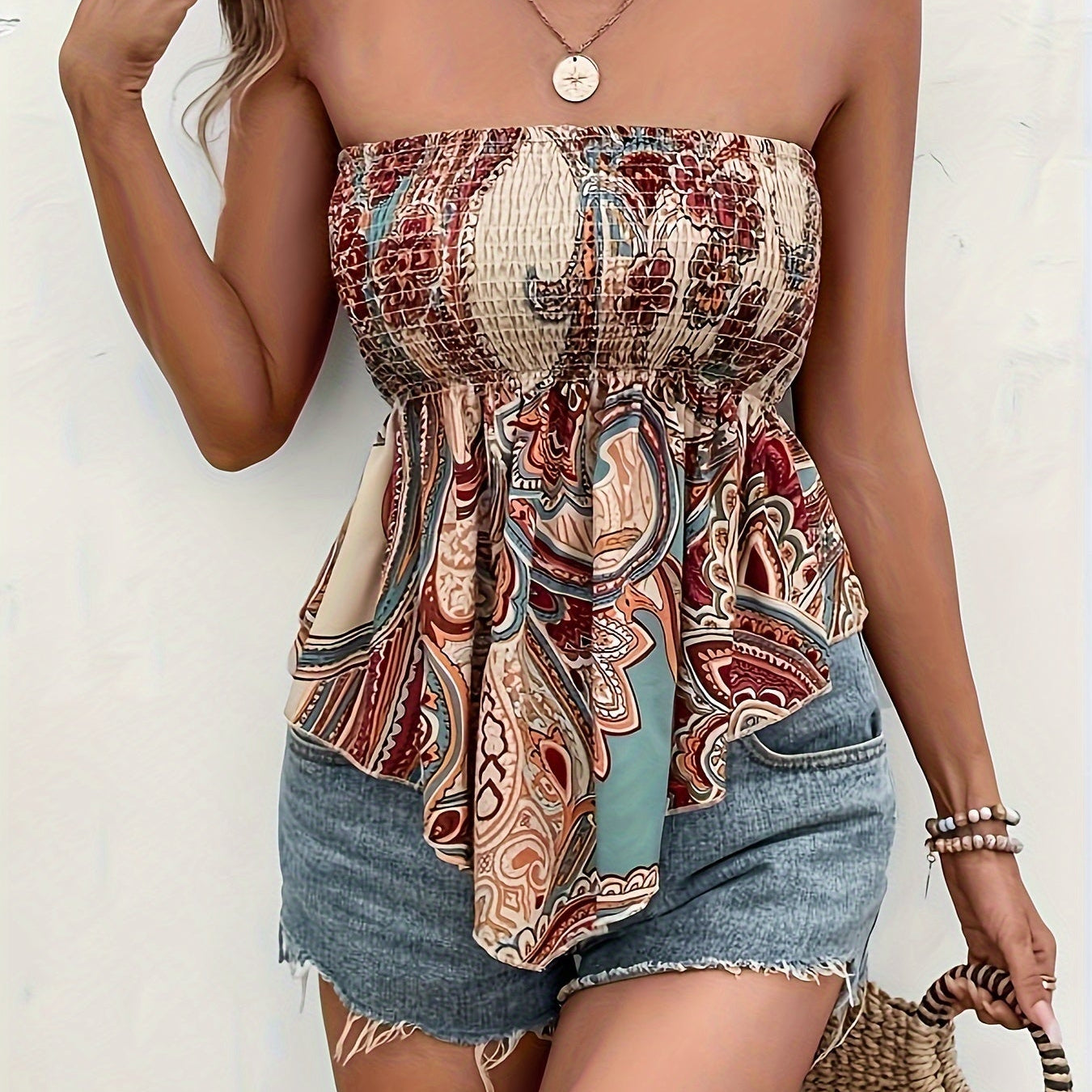 Playful Paisley Bandeau Top