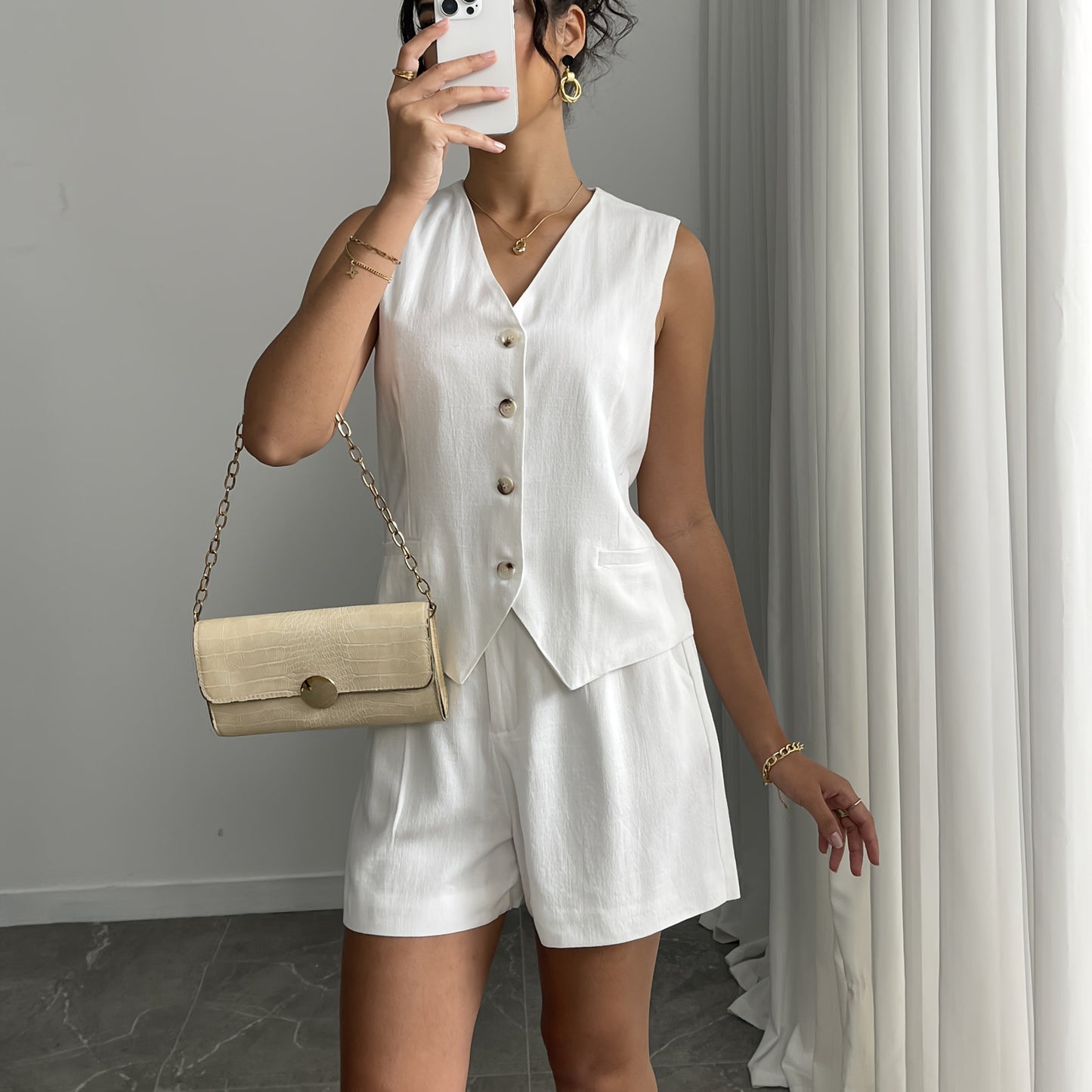Elegant Vest Shorts Set