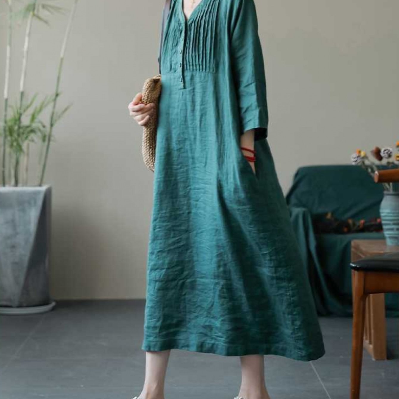 Elegant Linen Long Dress