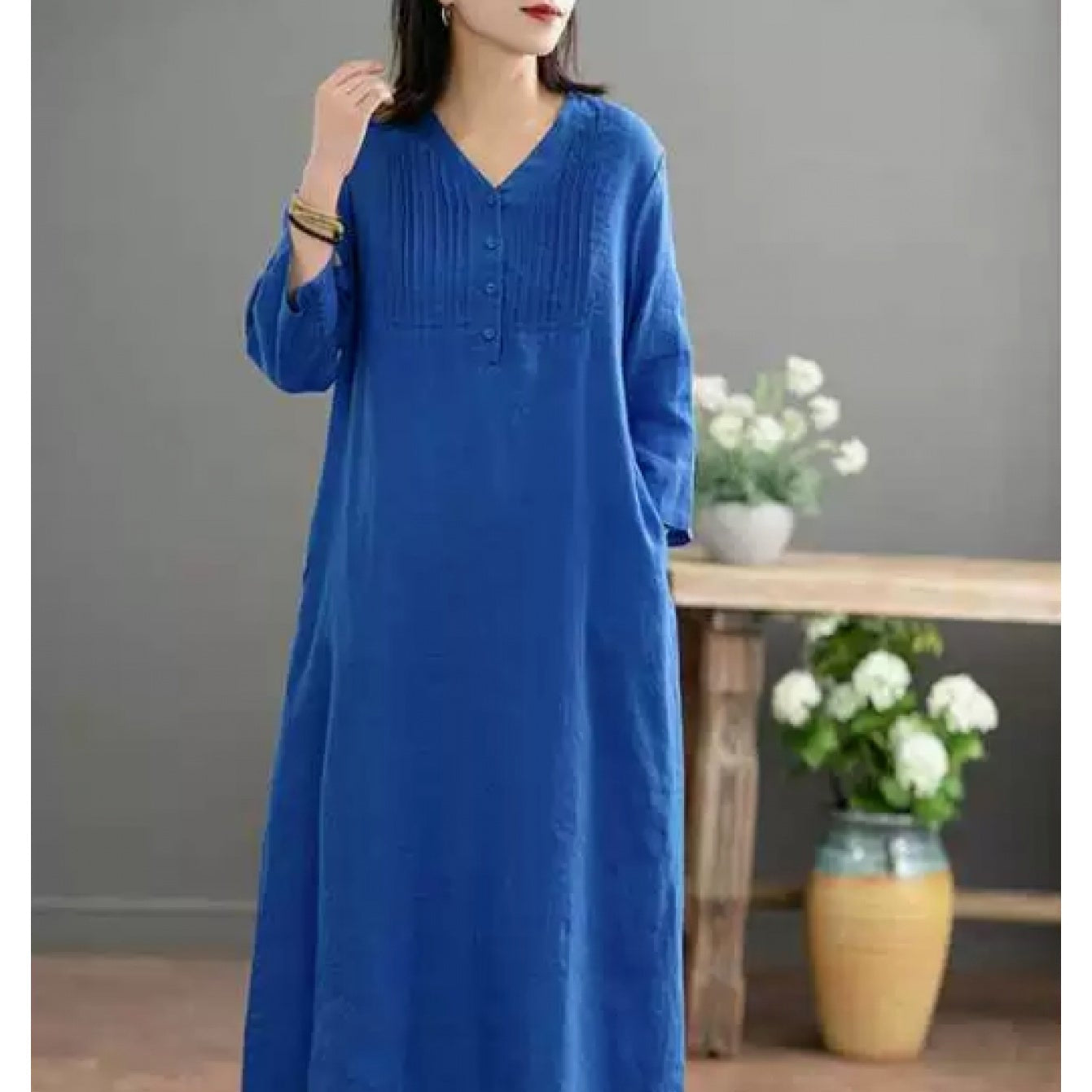 Elegant Linen Long Dress