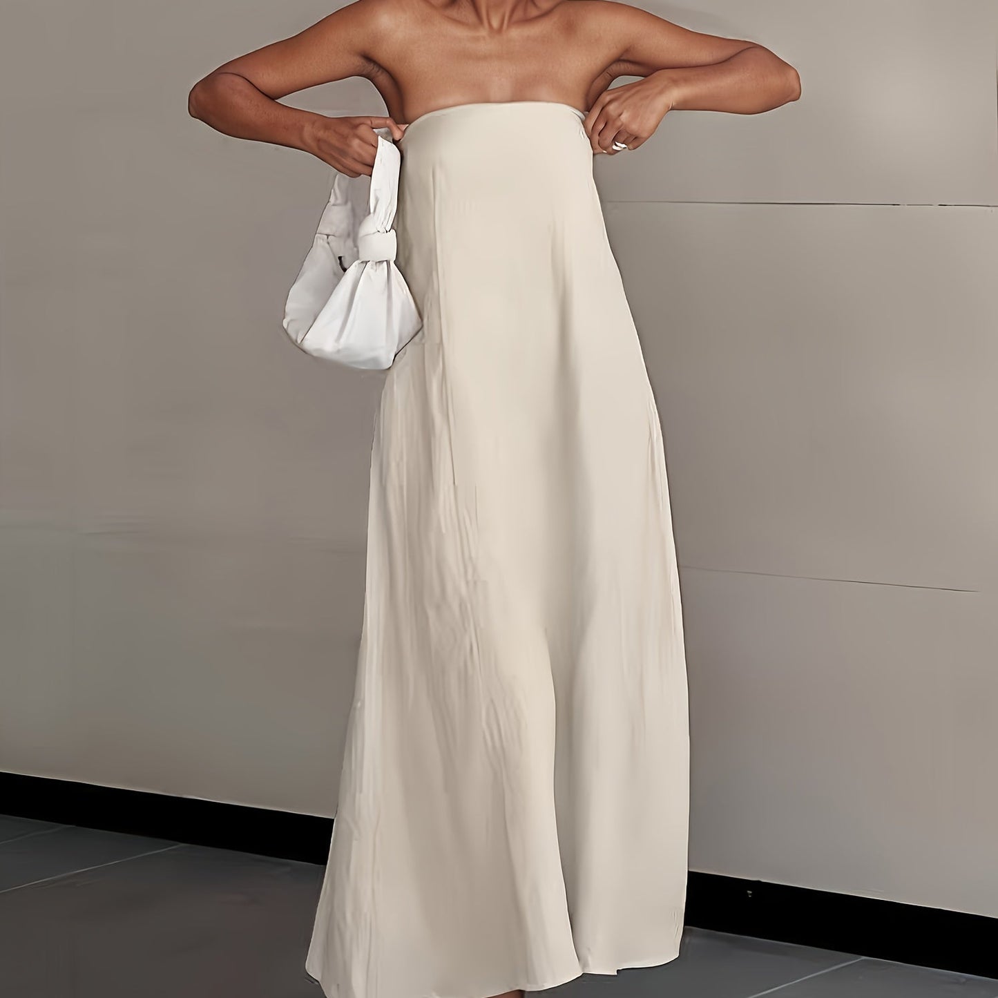 Elegant Linen Strapless Dress