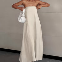Elegant Linen Strapless Dress