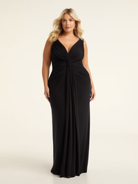 Elegant Formal Maxi Dress | Black / S | front | Bimbloo