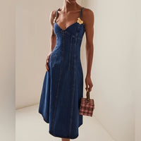 Casual Denim Midi Dress