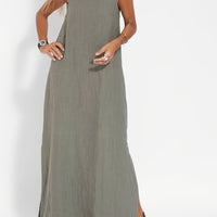 Relaxed Linen Spaghetti Dress