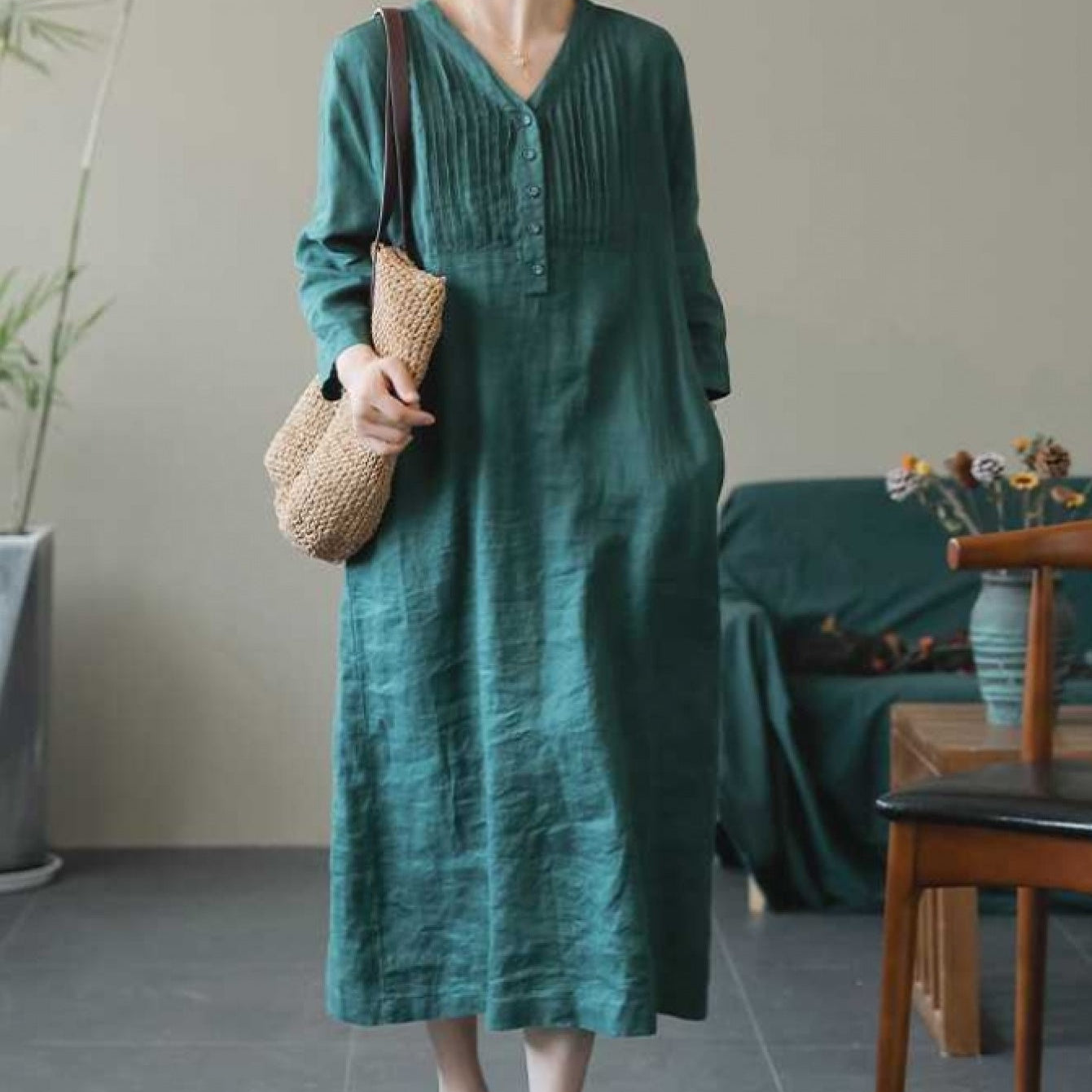 Elegant Linen Long Dress