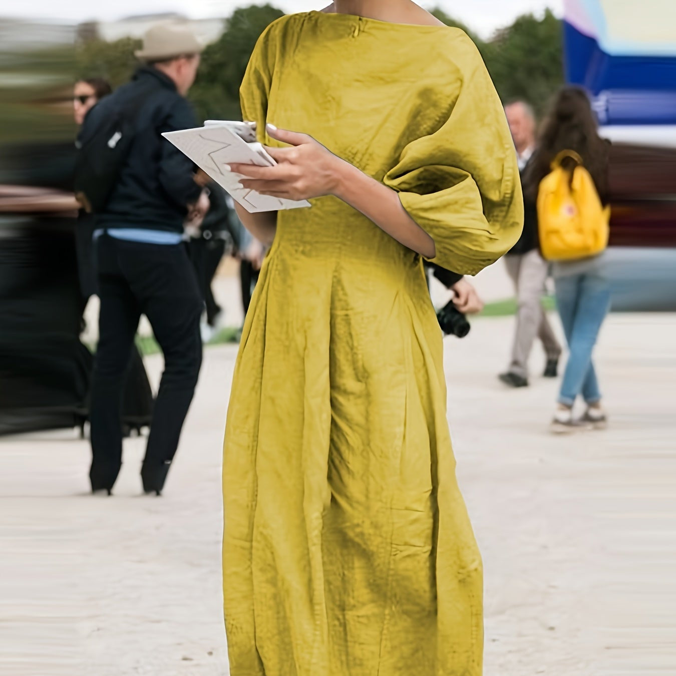 Elegant Linen Midi Dress